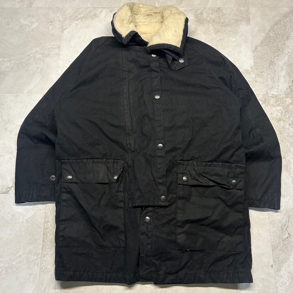 Australian Outback Collection Duster Jacket Mens XS Black Waxed Cotton Vintage